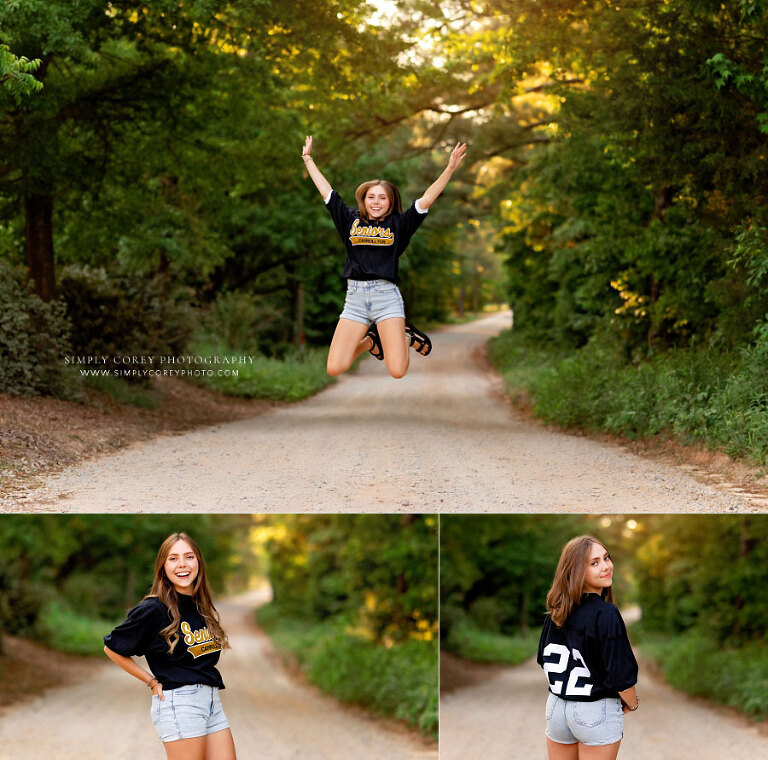 West Georgia senior portrait photographer, teen girl outside in Carrollton senior jersey