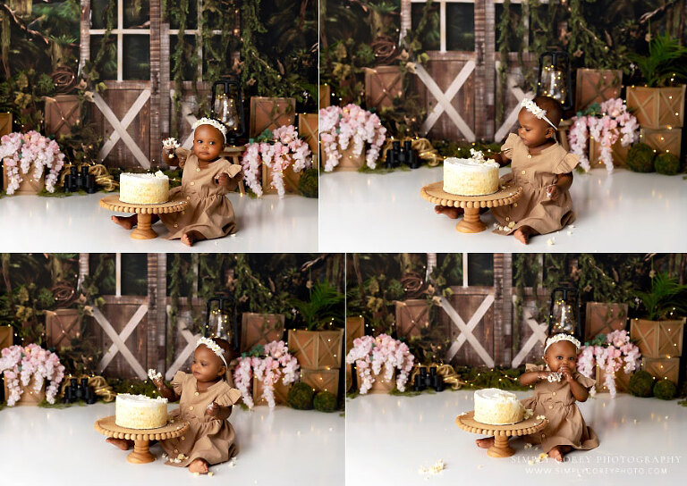 Hiram cake smash photographer, baby girl explorer studio set