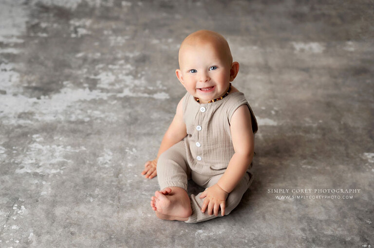 Tyrone baby photographer, simple studio sitter session with 9 month old boy