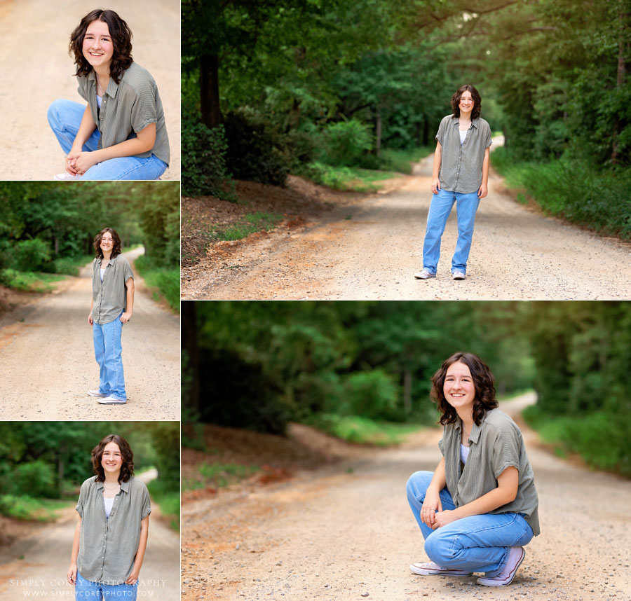 Bremen senior portrait photographer, teen girl on dirt road in summer