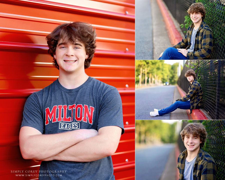 Villa Rica senior portrait photographer, teen outside at Milton High