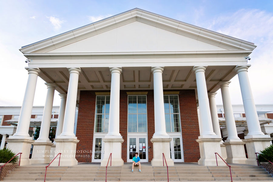 Atlanta senior portrait photographer, teen outside Milton High School