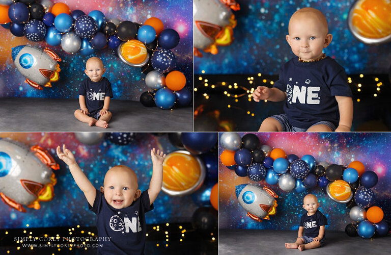 Bremen baby photographer, first birthday milestone session with outer space theme
