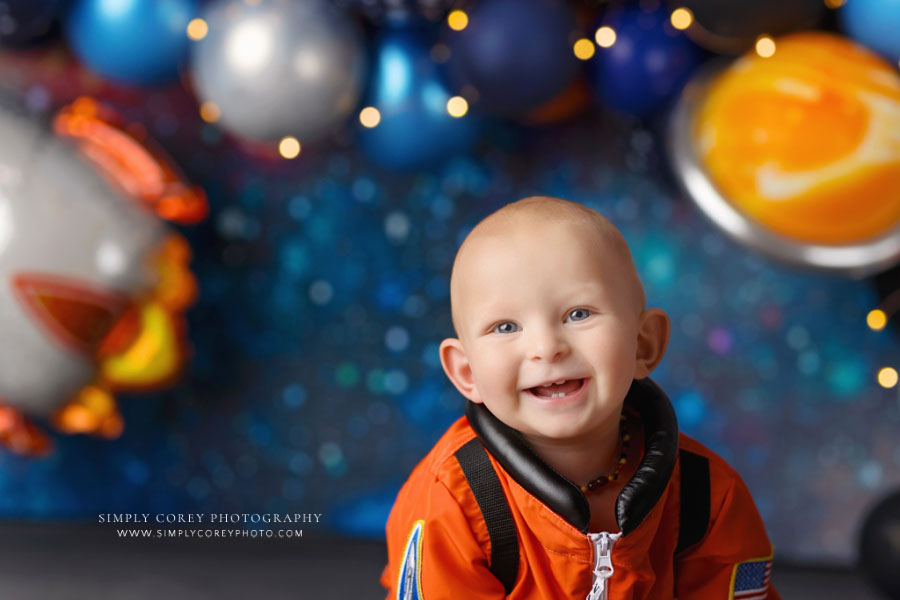 Powder Springs baby photographer, outer space studio milestone session