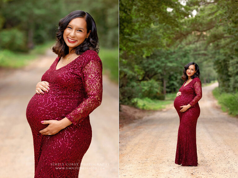 maternity photographer near Atlanta, outdoor pregnancy portraits on country road