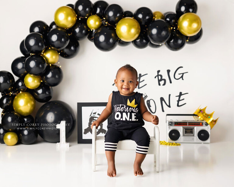Douglasville baby photographer, Notorious One studio milestone session for a boy
