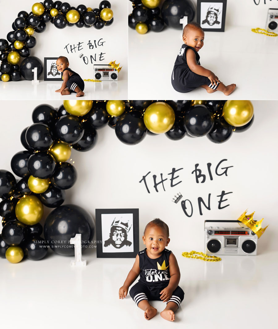 Fairburn baby photographer, Biggie Smalls big one milestone session