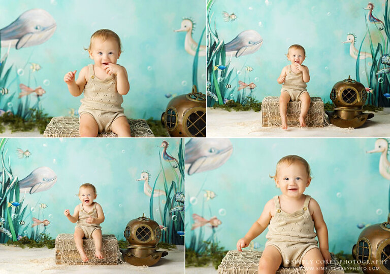 Newnan baby photographer, ocean themed first birthday session