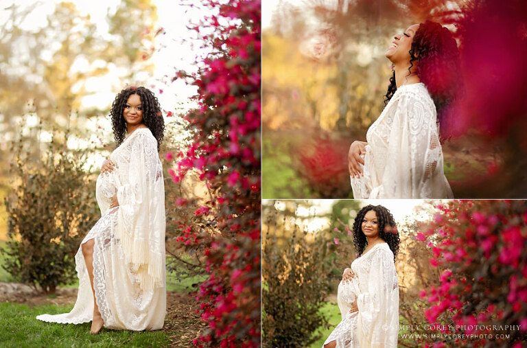 Carrollton maternity photographer in GA, outdoor portraits with spring flowers