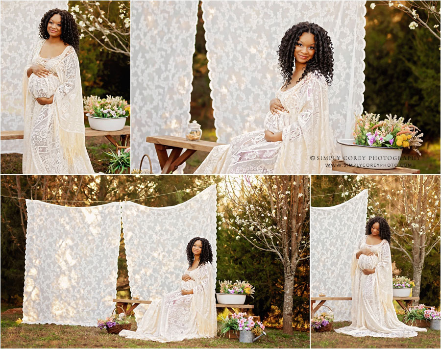 Hiram maternity photographer, outdoor boho pregnancy portraits in spring