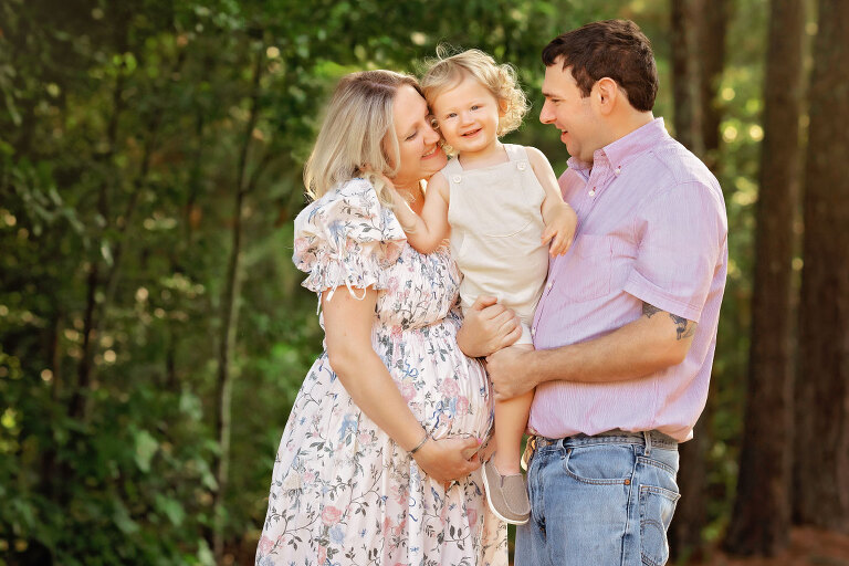 Carrollton maternity photographer in Georgia, outdoor family portrait with toddler
