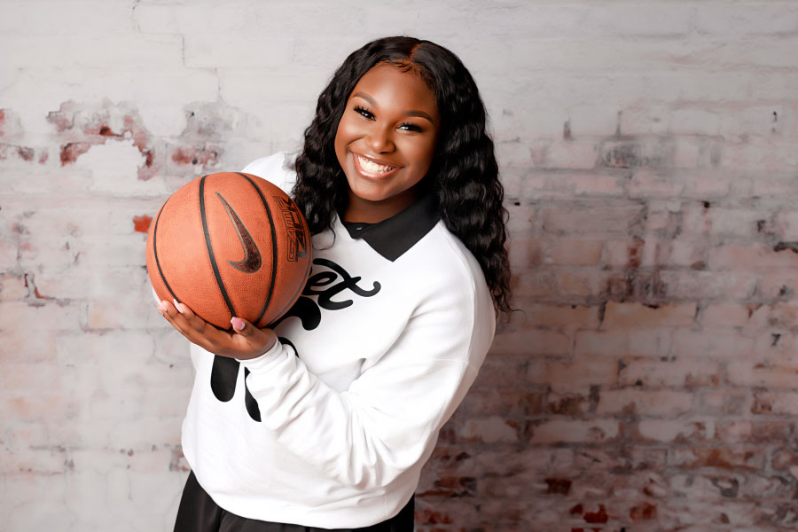Atlanta senior portrait photographer, sweet sixteen session with basketball