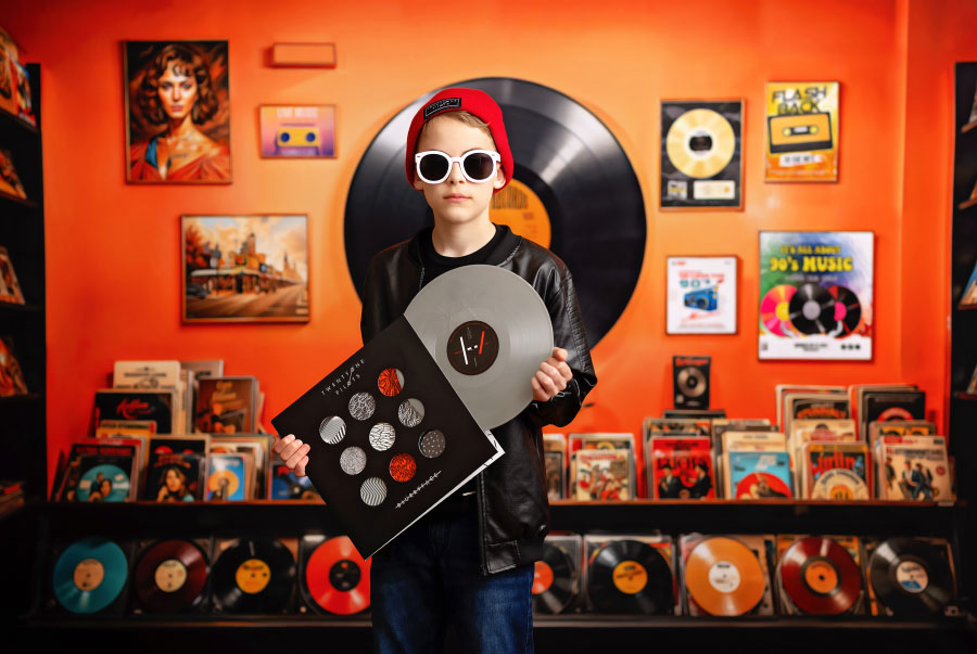 Atlanta teen photographer, boy with Twenty One Pilots vinyl