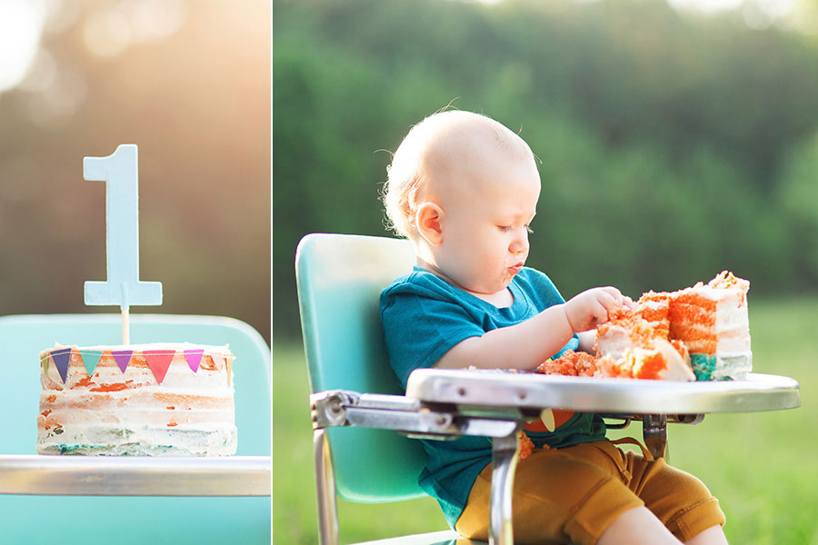 baby photographer near Carrollton, GA; outdoor cake smash
