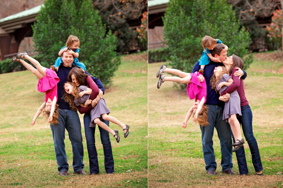 family photographer near Bremen, GA; silly outdoor portraits