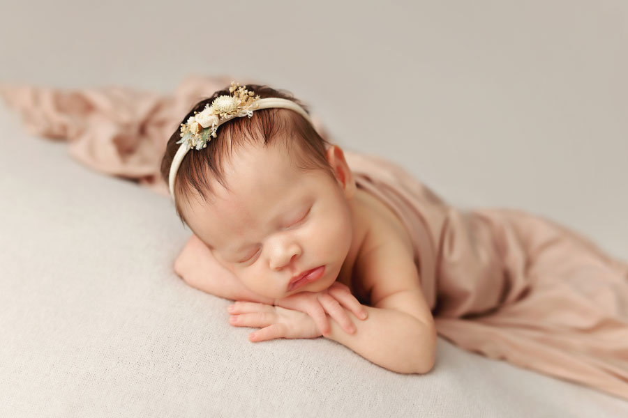 Villa Rica newborn photographer, baby girl in blush pink