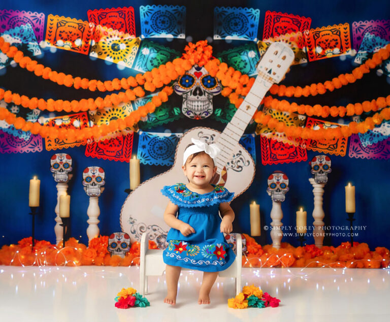 Atlanta baby photographer, Día de Muertos cake smash session