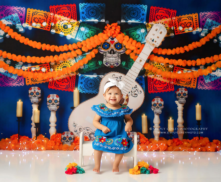 Atlanta baby photographer, Día de Muertos cake smash session