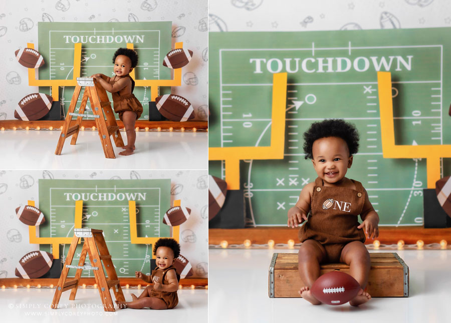baby photographer near Temple, GA; first touchdown football set