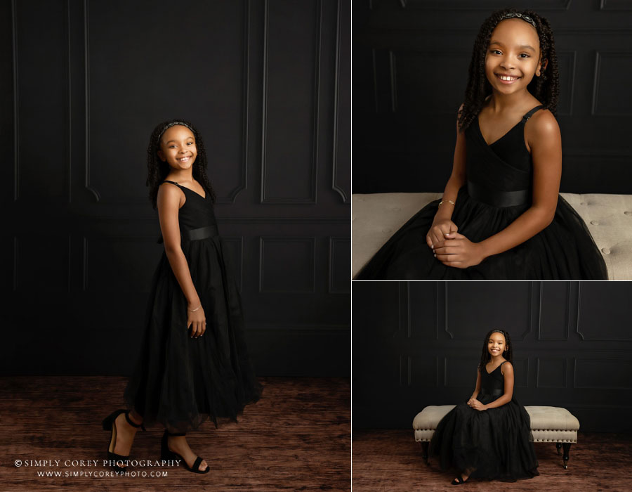 children's Douglasville photographer, classic studio portraits on black backdrop