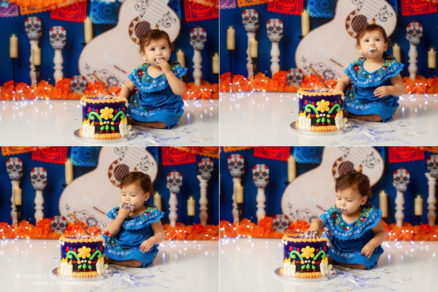 Douglasville cake smash photographer, Día de Los Muertos for a baby girl's first birthday