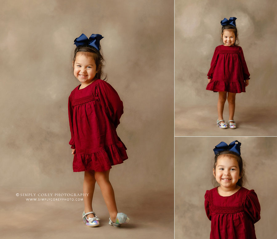 Newnan children's photographer, studio portraits of girl during family session