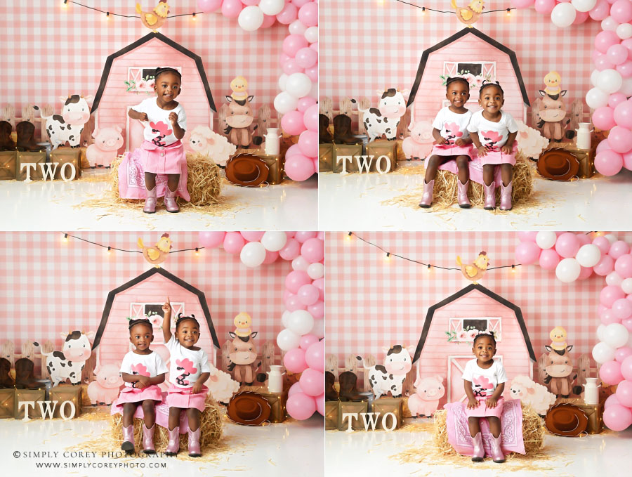 Douglasville baby photographer, twin girls second birthday studio session