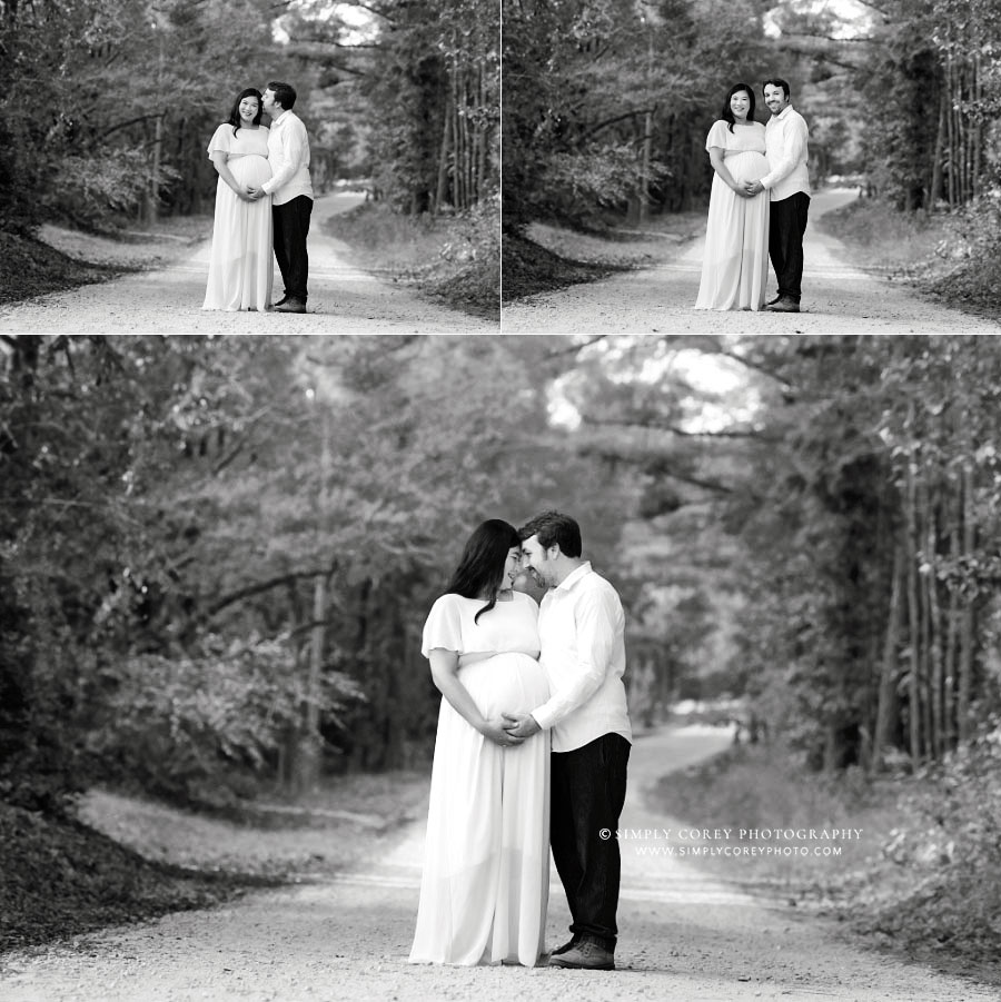 Douglasville maternity photographer, outdoor couples portraits in black and white