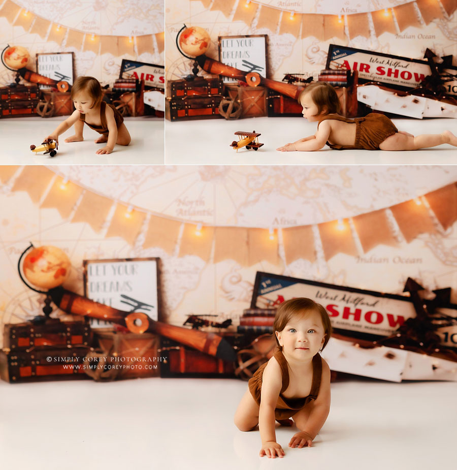 baby photographer near Carrollton, GA; travel studio theme