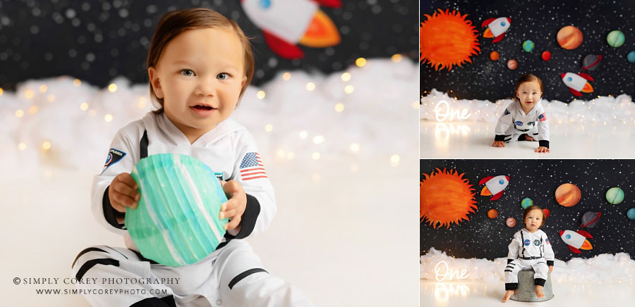 Carrollton, GA baby photographer, boy with outer space studio set